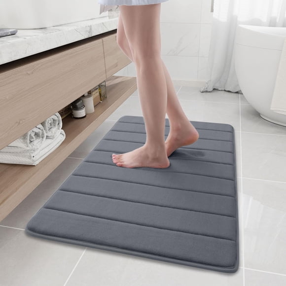 Alfombra de baño viscoelástica Buganda, gris oscuro, 90 x 60 cm