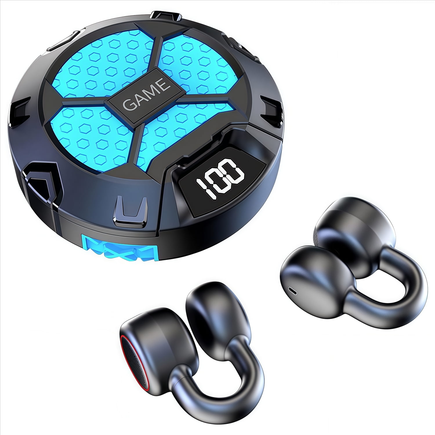 Genérico - Auriculares Inalámbricos De Conducción Ósea Para Juegos Con Anc, Pantalla Led, Bt5.0, Latencia Ultra Baja De 15 Ms, Ergonómicos E Impermeables Ipx5 Para Juegos En Pc Y Móviles