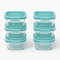 Allegra - 6 Mini Contenedores Vidrio De Snack Hermeticos Chicos 210Ml