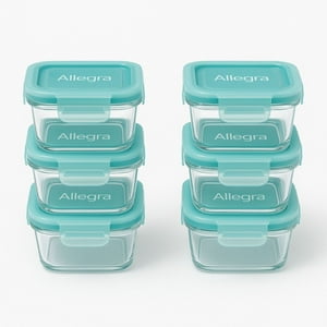 Allegra - 6 Mini Contenedores Vidrio De Snack Hermeticos Chicos 210Ml