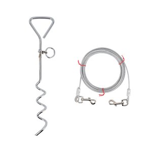 Ioensy - Cable De Amarre Para Perros Y Estaca Cable De Correa De Perro Exterior Fuerte Para Acampar En La Playa 10 M