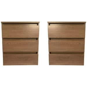 Castellaro - Set 2 Veladores Dormitorio Calvari 3 Cajones Madera