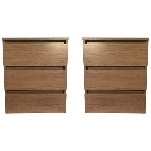 Set 2 Veladores Dormitorio Calvari 3 Cajones Madera