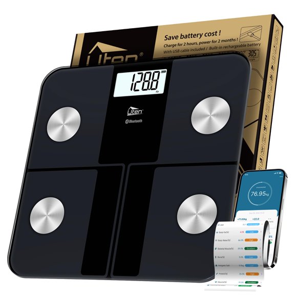 Báscula Uten inalámbrica de 180 kg con Bluetooth y aplicación