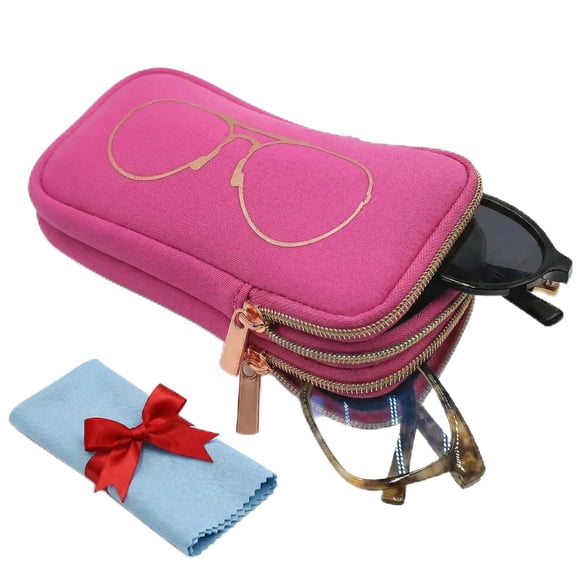 Estuche doble para gafas Thalirene 9x18x4 cm con paño