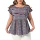 thumbnail image 1 of Agnes Orinda Blusa de Talla Grande para Mujeres Escuela Universidad Boho Estampado Floral Cuello Redondo Mangas con Volantes Camisas 2X Azul Marino, 1 of 6