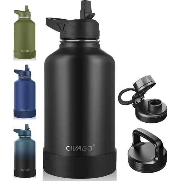 Botella térmica CIVAGO de acero inoxidable con 3 tapas