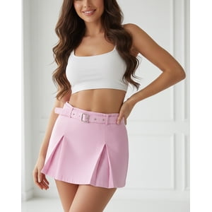 Flix Spa - Falda Short Mujer Formal Con Cinturón