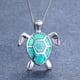 thumbnail image 1 of Gorgeous Bohemian Fire Opal Necklace - Silver Color, Blue, White & Green Tortoise Pendants, 1 of 5