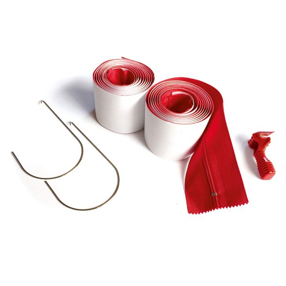 Cremallera ZipWall de alta resistencia para barreras antipolvo, paquete de 2, roja