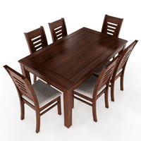 Muebles Insignes - Juego De Comedor Roma 6 Sillas Nogal Mesa Rectangular Madera