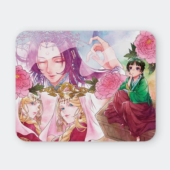 Mousepad 20x24 Cm - Diseño Maomao y Jinshi Flores Rosadas