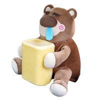 Magideal - Caja De Pañuelos De Felpa Suave, Soporte Para Pañuelos De Coche, Bote De Basura, Lindos Animales De Peluche, Cubierta De Tejido De Dibujos Animados Mu Oso