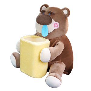 Magideal - Caja De Pañuelos De Felpa Suave, Soporte Para Pañuelos De Coche, Bote De Basura, Lindos Animales De Peluche, Cubierta De Tejido De Dibujos Animados Mu Oso