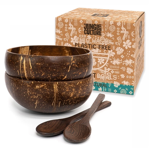 Juego De Cuencos De Coco Y Cucharas De Madera 2 Unidades