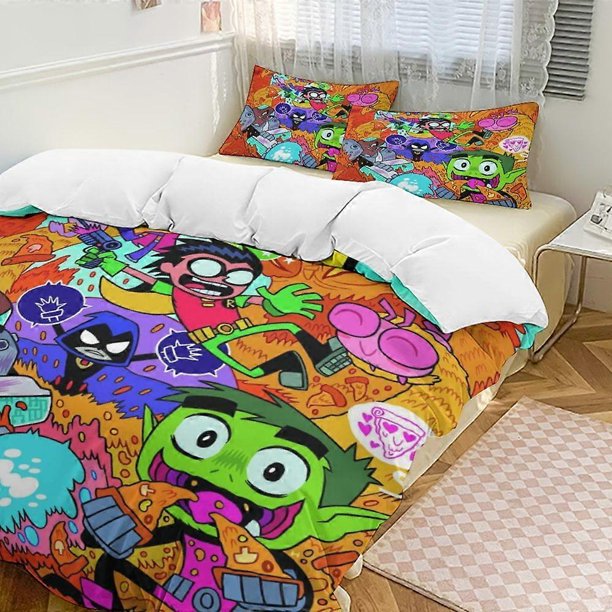Teen Titans Go3-Piece Bedding Set Wa And Comfortable Soft Duvet Cover Bed Set for Bedroom