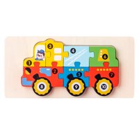 Magideal - Rompecabezas De Madera Juguetes Montessori Jardín De Infantes Preescolar Aprendizaje Temprano Rompecabezas Para Niños Pequeños Vehículo Rompecabezas , Coche De Ingeniería
