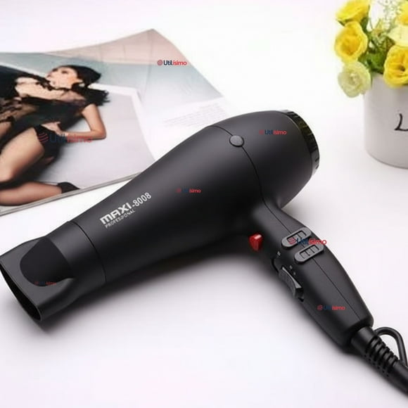 Secador De Pelo Cabello Premium Profesional 3000W Maxi-8008 Color Negro