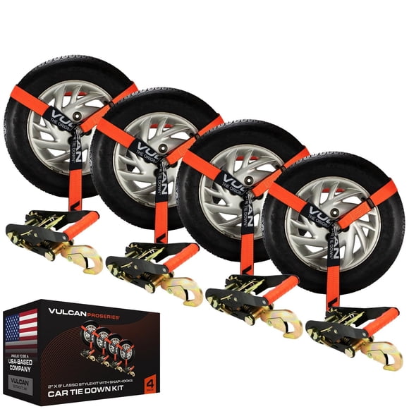 Amarre para coche VULCAN 5 cm × 2,4 m, paquete de 4, carga máxima 3300 kg