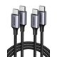 thumbnail image 1 of Cable USB C a USB C UGREEN, 6 pies, 60 W, paquete de 2 unidades, nailon trenzado, 1 of 7