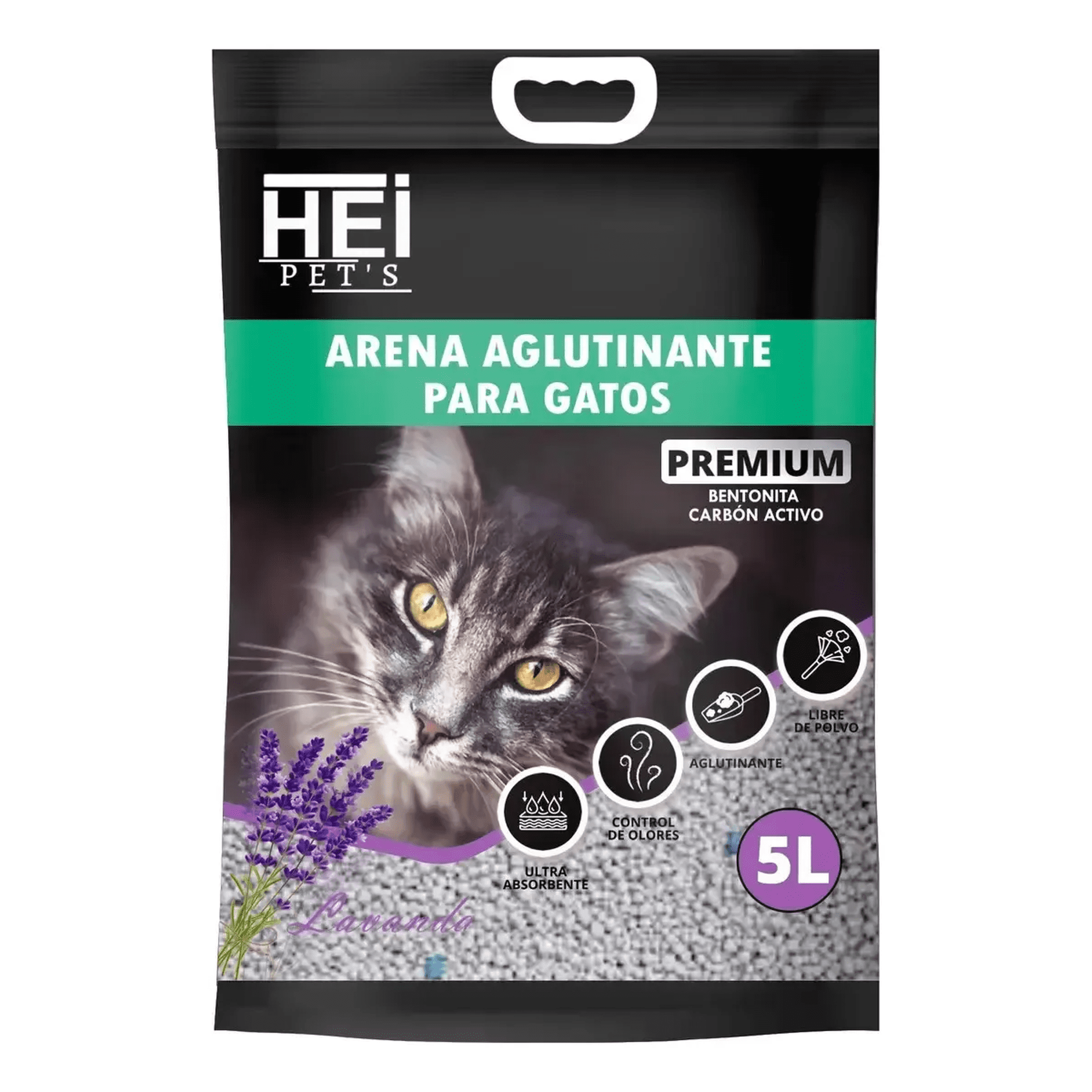 Arena Sanitaria Gatos Lavanda 4kg Premium Carbón Activo