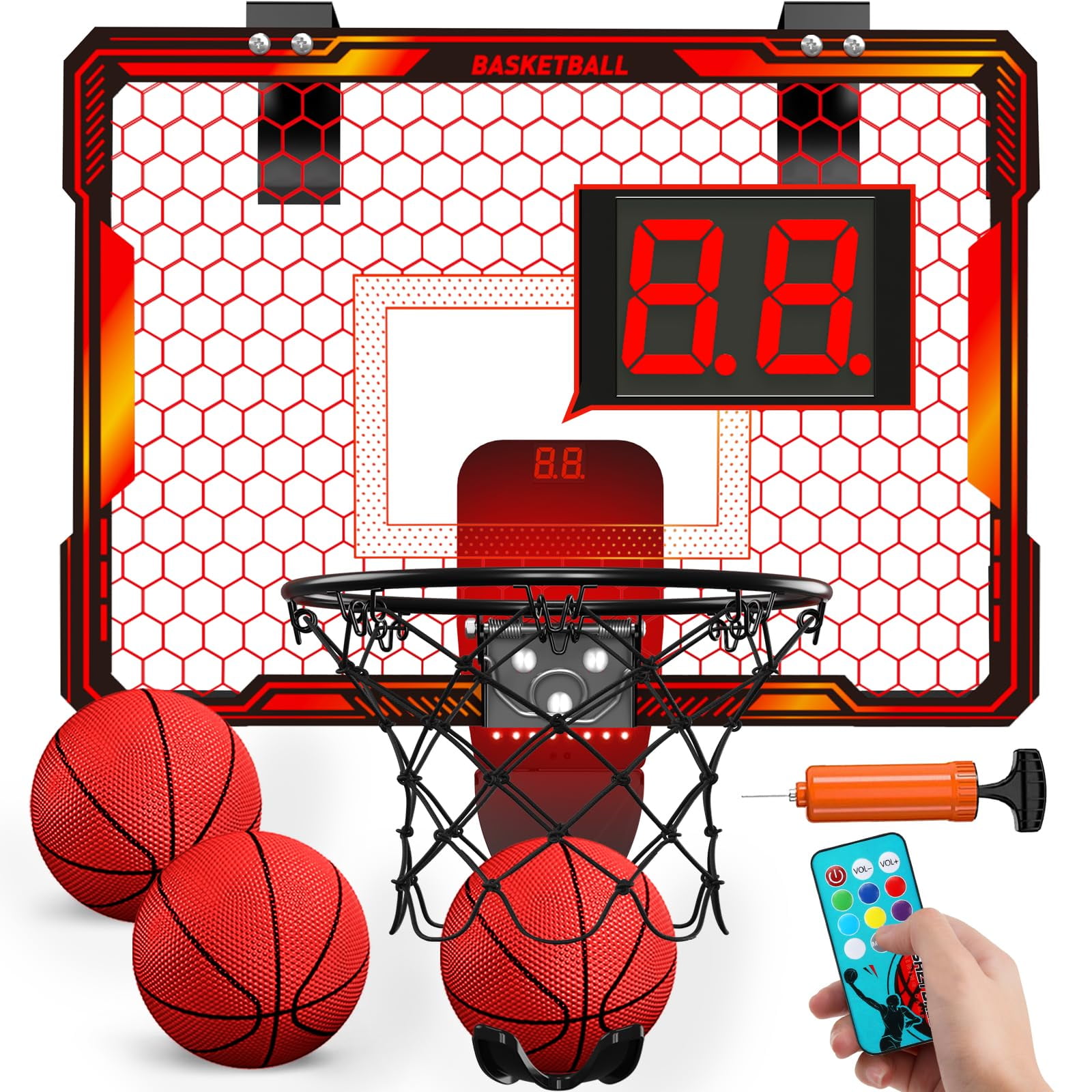 Canasta De Baloncesto Interior Hyes Mini Con Iluminación Led Y Marcador