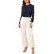 thumbnail image 2 of INSPIRE CHIC Blusa de Chifón para Mujer de Regreso a Clases Cuello de Ojal Manga de Patchwork Elegante Top de Trabajo M Azul Oscuro, 2 of 8