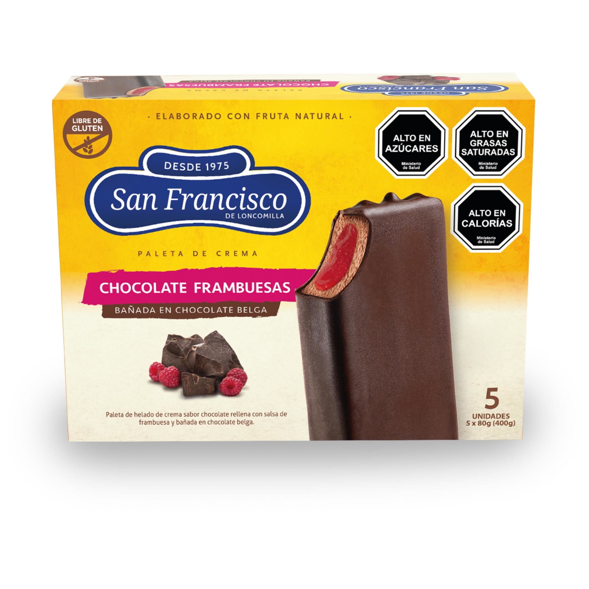 Helado Paleta Chocolate Frambuesa Caja 5 un San Francisco
