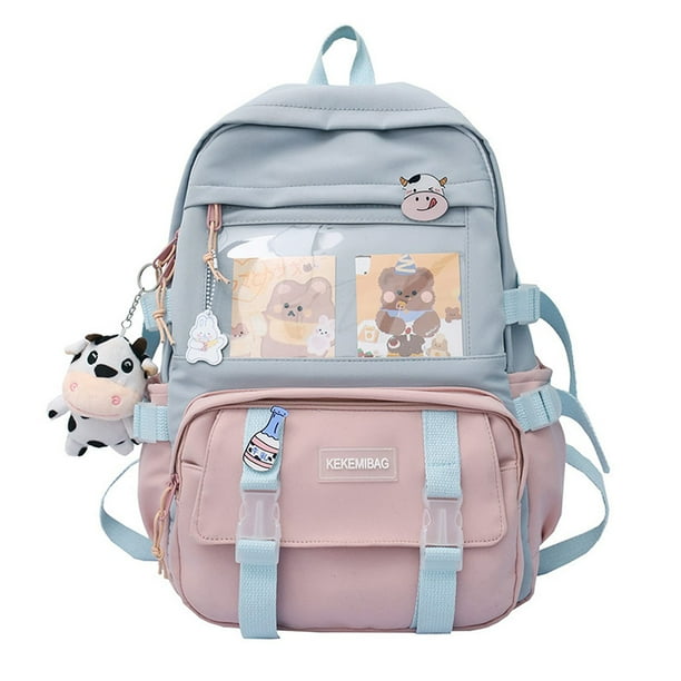 Get Ready for School with Our Kawaii Student Backpack - Simple Preppy Style with Front Pocket for Easy Access