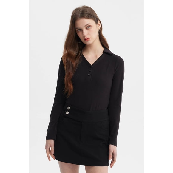 Polera Mujer Manga Larga Negro - ll