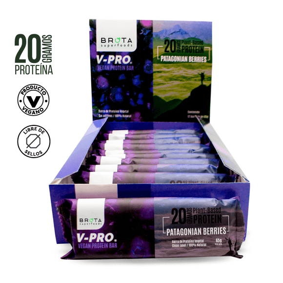 Caja 12 barritas de proteína veganas Patagonian Berries 65 g Brota
