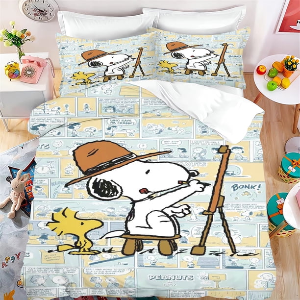 Snoopy Quilt Cover 3D Cute Print Decor Comfortable 100% Polyester Set Teenager Children Soft Breathable Bedding