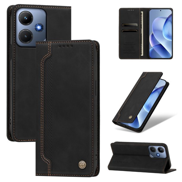 Funda Billetera para Infinix Hot 30i 4G Imán y Resistente Negro