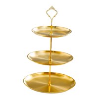 Magideal - Soporte De Exhibición Para Pasteles, Soporte De Exhibición Para Servidor De Alimentos, Práctico Plato Para Servir Fiestas De Acero Inoxidable, Soporte 3 Niveles