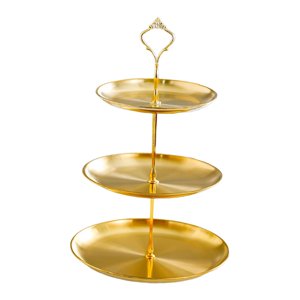 Magideal - Soporte De Exhibición Para Pasteles, Soporte De Exhibición Para Servidor De Alimentos, Práctico Plato Para Servir Fiestas De Acero Inoxidable, Soporte 3 Niveles