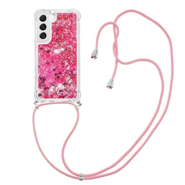 Funda FOXDOCK para Samsung Galaxy S21 Plus con Cuerda Ajustable, Brillo Líquido, Protección Antigolpes y Lente – Ideal para Regalo