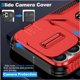 thumbnail image 2 of Funda Armada para iPhone 13 Pro con Tapa Deslizante y Soporte Magnético Giratorio Rojo, 2 of 5
