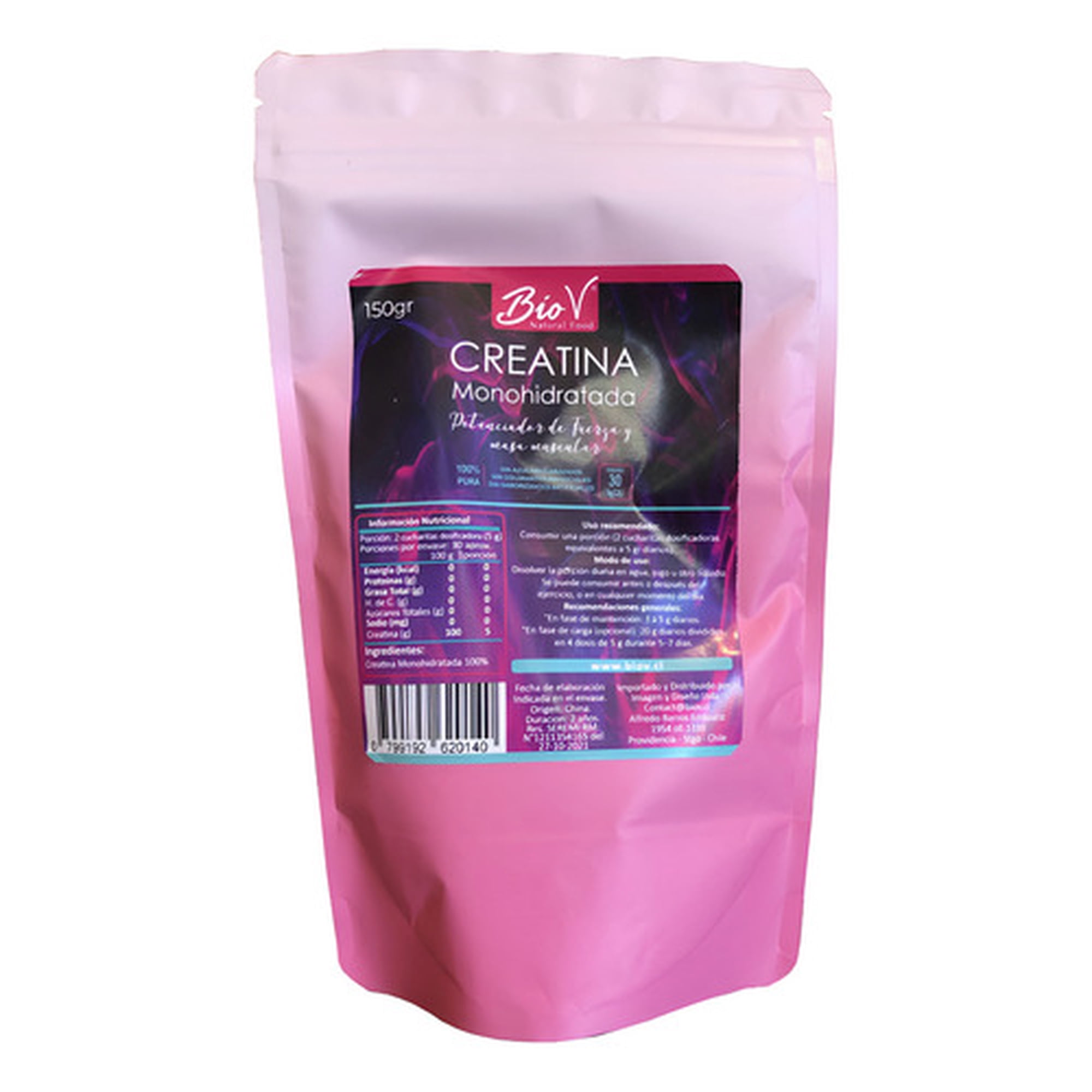 Bio V - Creatina Monohidratada 150g Sin Sabor Vegana Sin Gluten Biov