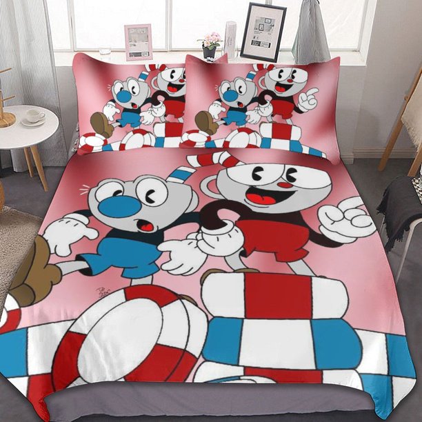 The Cuphead Show 3-Piece Bedding Set Warm And Comfortable Soft Duvet Cover Bed Set for Boys Girls Kids Adult Bedroom All Season