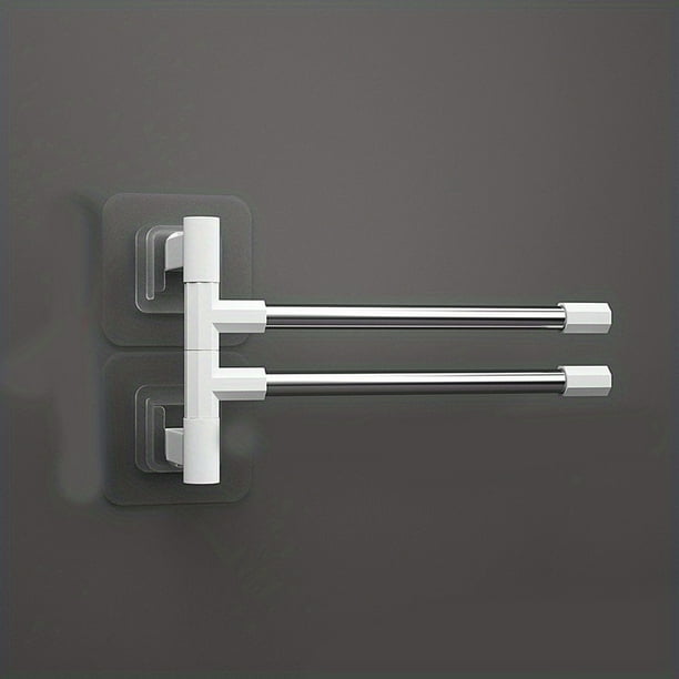 1pc Bathroom Punch-free Wall Hanging Rotating Towel Rack, Toilet Shelf, Multi-layer Hanging Rod, Washroom Hanging Folding Rack