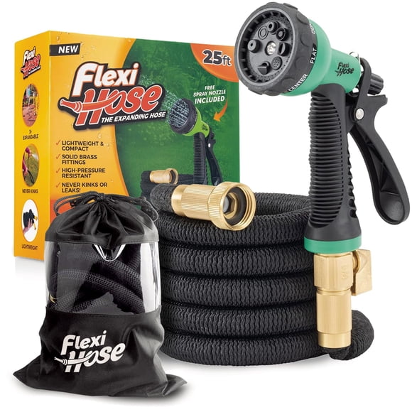 Manguera de jardín Flexi Hose Plus de 25 pies con boquilla de 8 funciones
