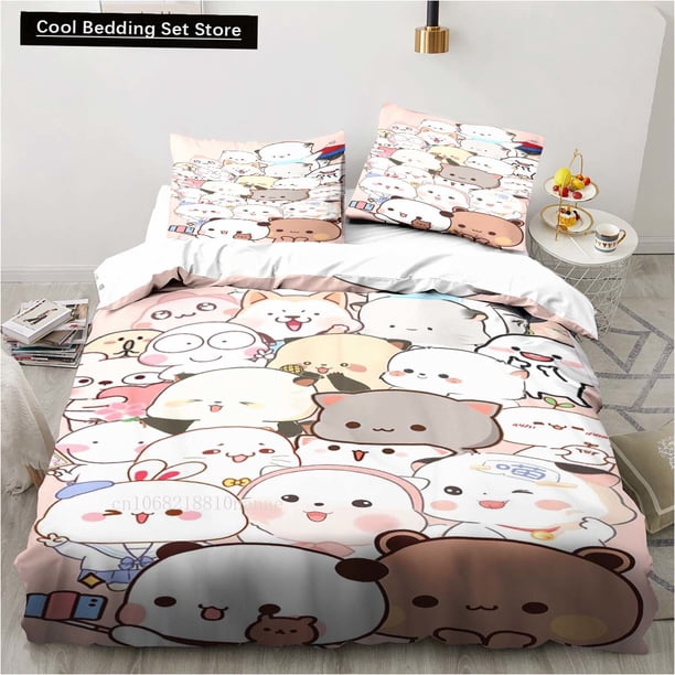 Cute Bubu and Dudu Cartoon Print All Season Twin Bedding Set Comforter Set Bed Duvet Cover Double Comforter Cover Bed Sheets