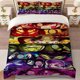 thumbnail image 1 of Anime Character Badge Pattern Bedding Set | Includes 1 Duvet Cover and 2 Pillowcases Multicolor Print, 1 of 5