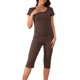 thumbnail image 1 of INSPIRE CHIC Conjunto de Pijama Capri para Mujer con Ribete de Volantes, Top de Manga Corta con Cuello en U, Pantalones Recortados, Ropa de Descanso Refrescante para Verano XL Café, 1 of 6