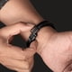thumbnail image 3 of Pulsera hombre con cuero tejido espiga y broche negro brillante, 3 of 7