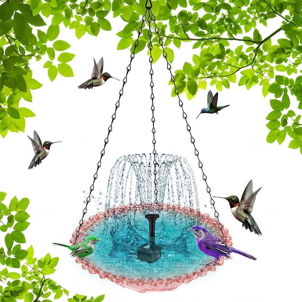 Baño pájaros colgante agua fluyendo solar cascada fuente jardín patio