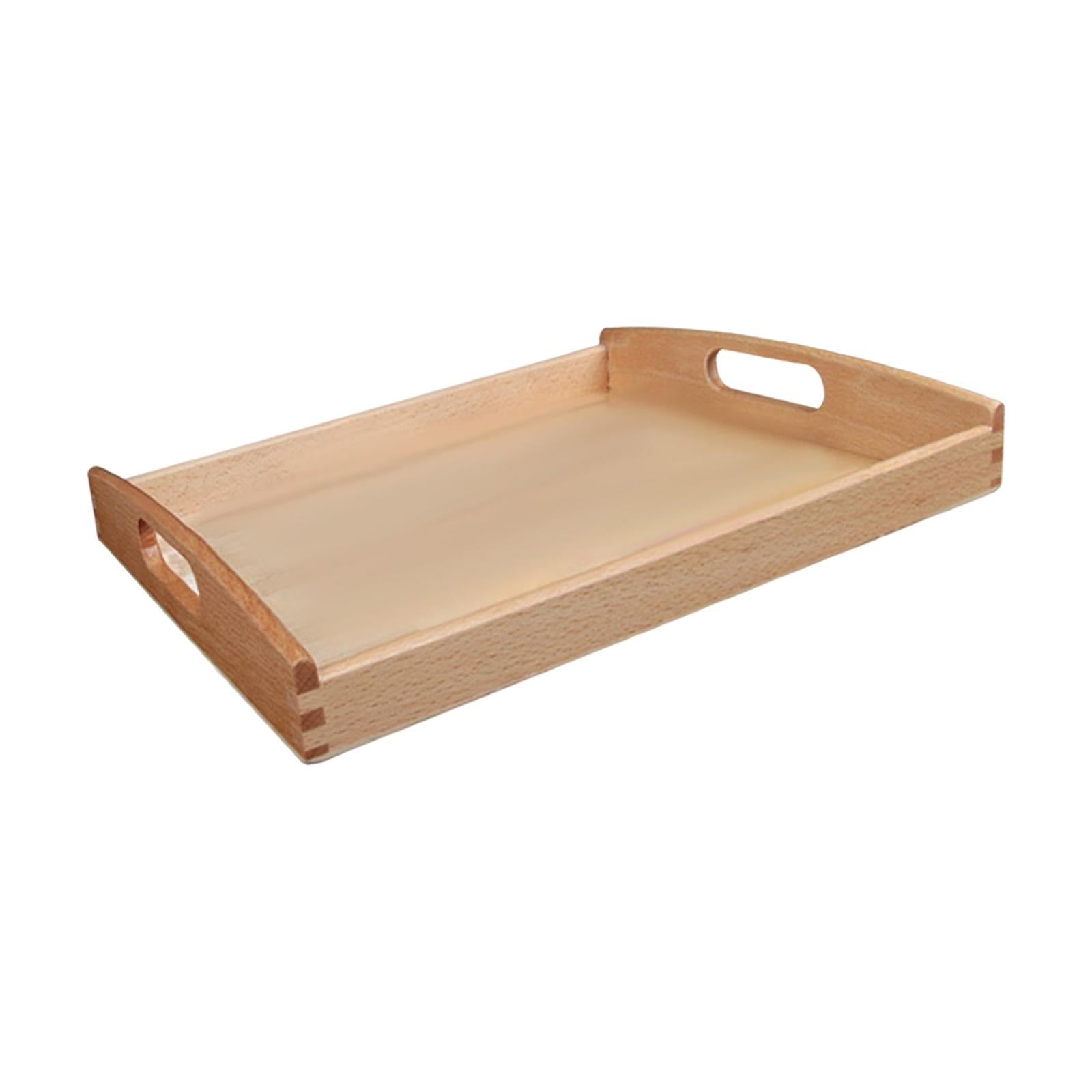 Magideal - Bandeja Montessori De Madera Para Servir Con Anidación, Rectangular, Con Asas De Madera, Material De Haya, Adecuada Para Estantes Montessori, Cafeterías, Proyectos De Manualidades, Medio