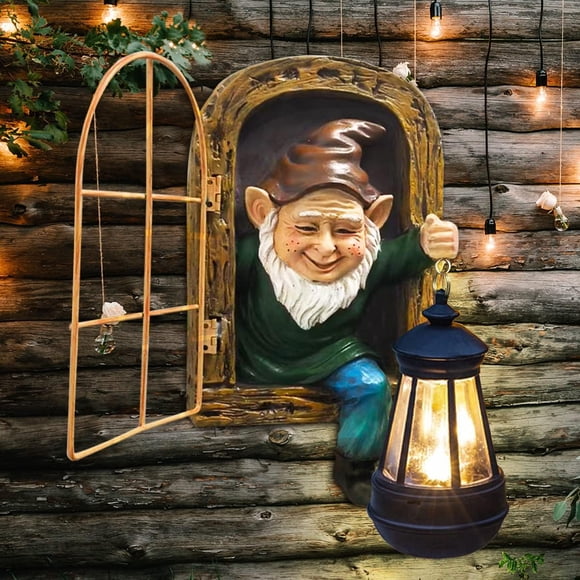 Estatua de Gnomo de Jardín REYISO con Luz Solar para Decoración Exterior