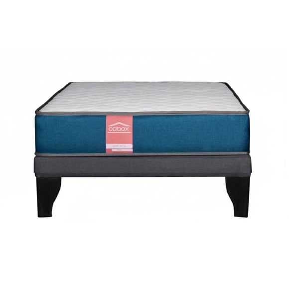 Cama 1 Plaza Europea Slim America Azul Tela Gris 90x190x50 Cm Resorte Bonell Dual Side