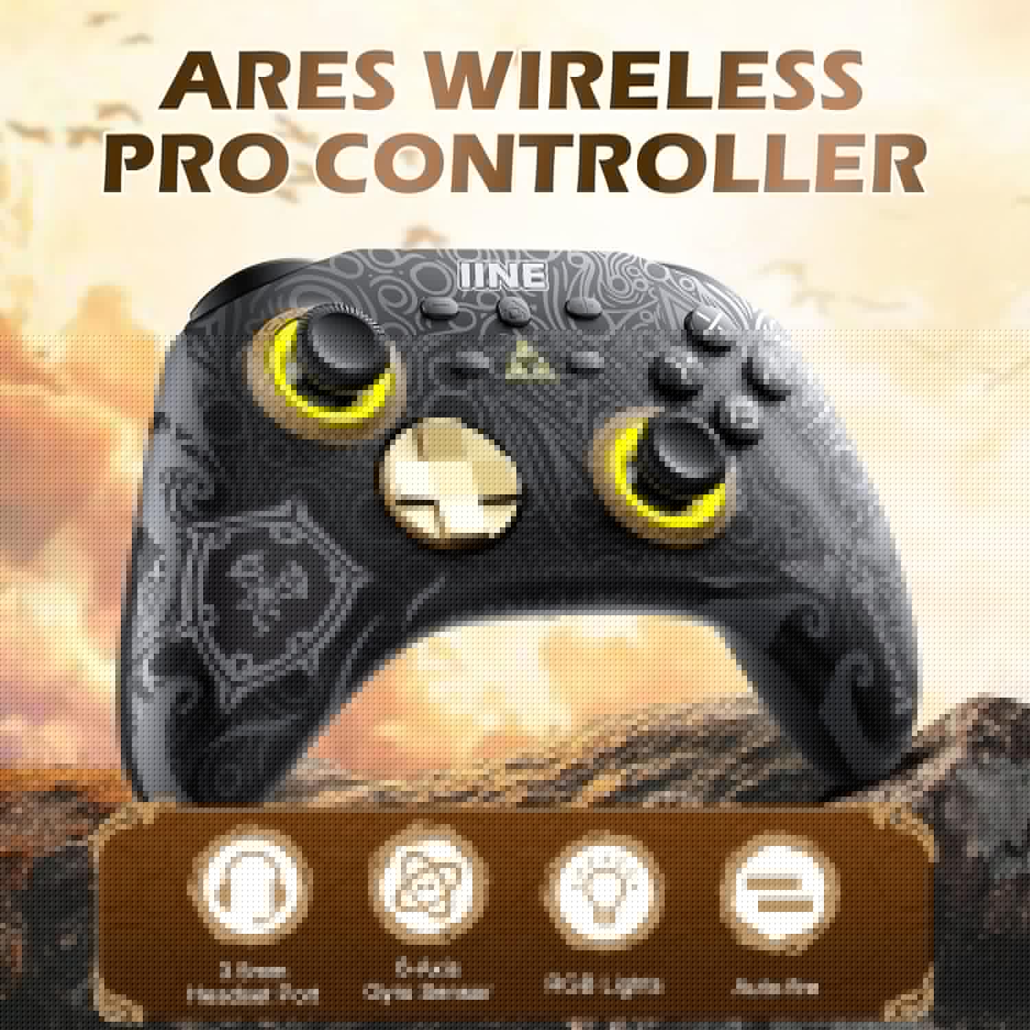 thumbnail image 2 of Mando de juegos inalámbrico - Gamepad Pro para Nintendo Switch/Lite/OLED con conector para auriculares, luz RGB, ajuste macro, despertador, turbo, vibración ajustable de doble motor.-Negro, 2 of 7